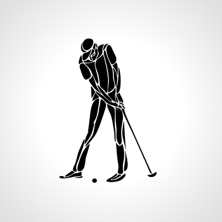 Silhouette of golf player. Vector eps8のイラスト素材