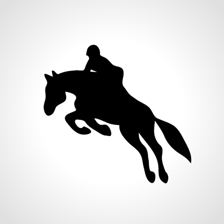 Horse race. Equestrian sport. Silhouette of racing horse with jockey on isolated background. Horse and rider. Racing horse and jockey silhouette. Derby. Eps 8のイラスト素材