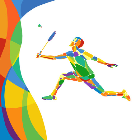Multicolor abstract Professional Badminton playerのイラスト素材