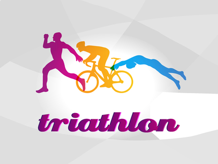 Vector colored figures of triathletes.のイラスト素材