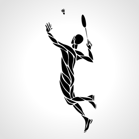 Creative silhouette of abstract badminton playerのイラスト素材