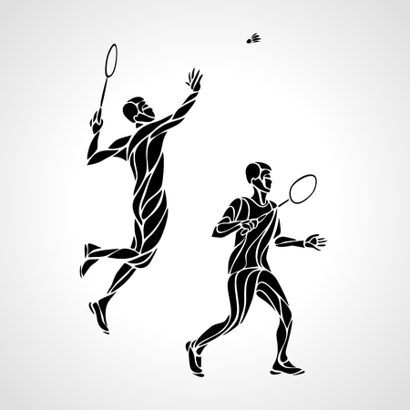 Abstract mens doubles badminton players ector eps10のイラスト素材