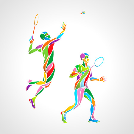 Abstract mens doubles badminton players color vector eps10のイラスト素材