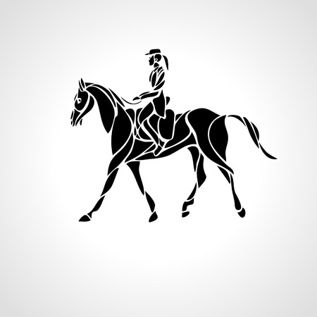 Horse race. Equestrian sport. Silhouette of racing with jockeyのイラスト素材