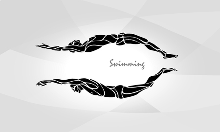 Swimming Sport Silhouette. Swimmers Illustrationの写真素材