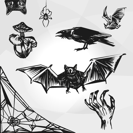 Set of Halloween element. Halloween party signの写真素材