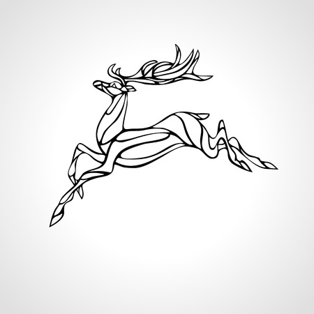 Creative deer black outline curved silhouetteのイラスト素材