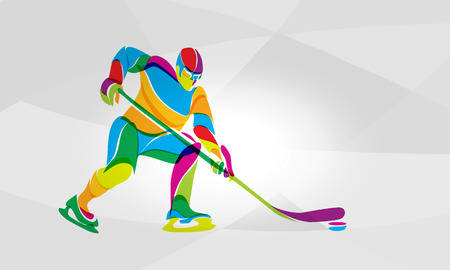 Hockey player abstract color silhouetteのイラスト素材