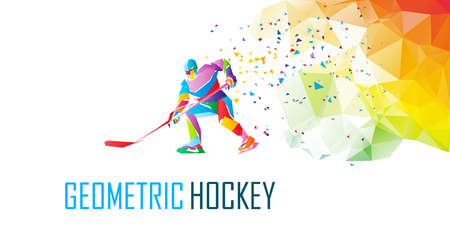 Hockey player, geometric polygonal illustration.のイラスト素材