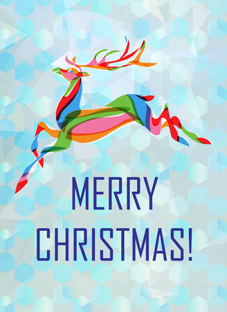 Christmas card with colorful deer illustrationのイラスト素材