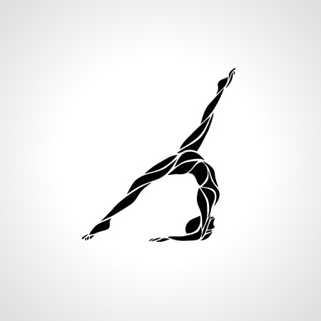 Girl doing yoga. Poses and asana.のイラスト素材