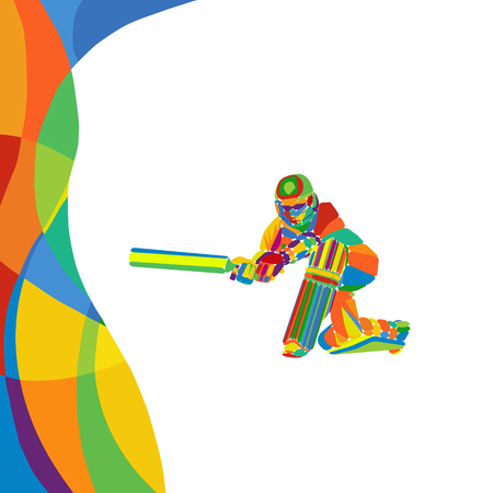 Abstract cricket player multi color bright illustrationのイラスト素材