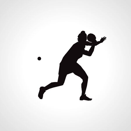 Women s Table Tennis. Ping pong whole figure silhouette. Eps10のイラスト素材