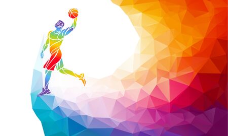 Polygonal geometric basketball player jump shot polygonal colorsのイラスト素材