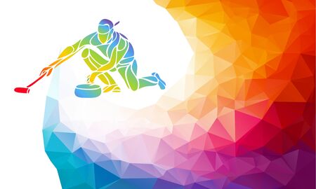 Polygonal geometric curling player vector illustration eps10のイラスト素材