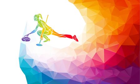 Polygonal geometric curling player vector illustration eps10のイラスト素材
