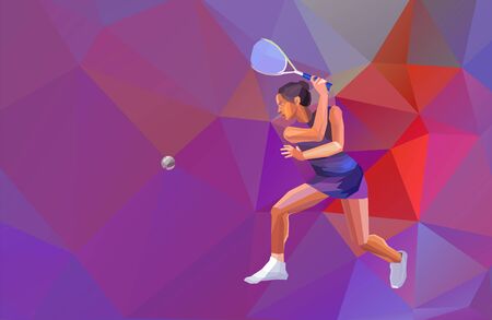Female Squash Player Polygonal Geometric Vector Illustrationのイラスト素材