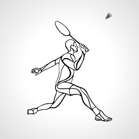 Creative silhouette of abstract badminton player vectorのイラスト素材