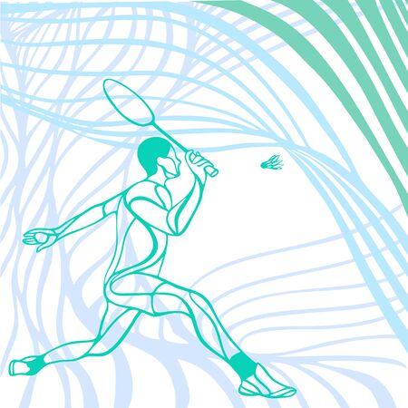 Light wave abstract badminton player. Stylized pastel vector illustration eps10 clipart. Racket sport backgroundのイラスト素材