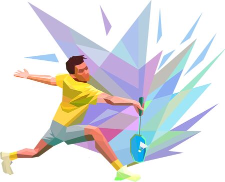 Polygonal geometric low poly professional badminton playerの写真素材