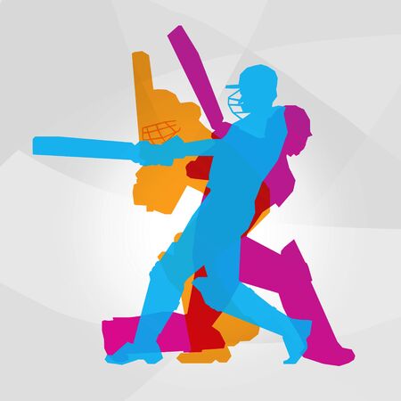 Passionate Professional Cricket Athlete in Action Logo Clipartのイラスト素材