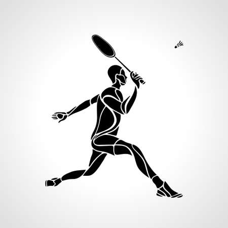 Creative silhouette of professional Badminton player vectorのイラスト素材