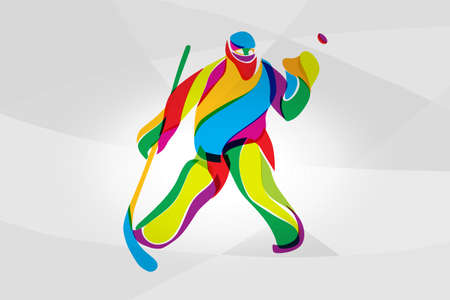 Hockey player goalkeeper abstract color silhouetteのイラスト素材