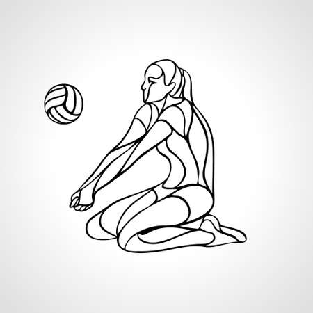 Woman volleyball player silhouette passing ball Vector eps10のイラスト素材