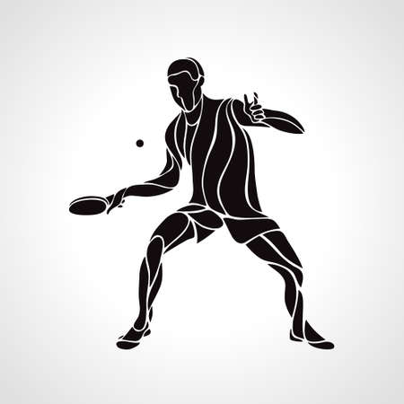 Table Tennis Male Player with Racket Overhead Eps 10のイラスト素材