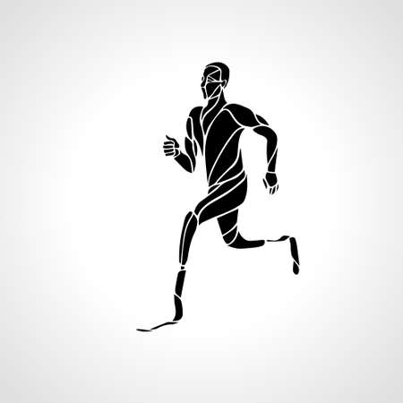 Athlete disabled amputee runner silhouette vector eps10のイラスト素材