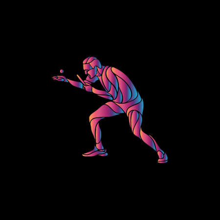 Table tennis sport. Ping pong abstract colorful player vectorのイラスト素材