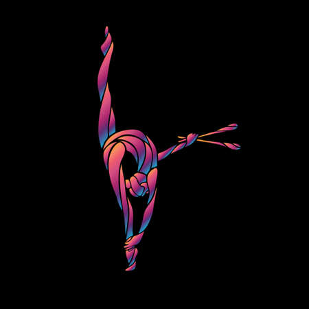 Creative silhouette of gymnastic girl. Art gymnastics flexible girlのイラスト素材