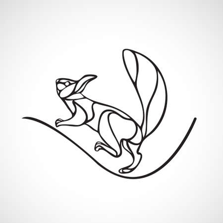 Abstract illustration of squirrel. Outline wavy squirrel vectorのイラスト素材