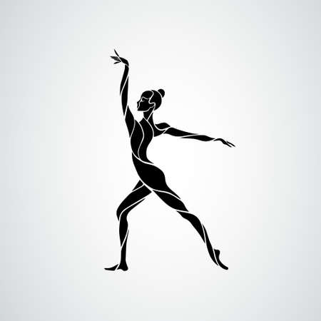 Creative silhouette of gymnastic girl. Art gymnastics dancing woman, vector illustrationのイラスト素材