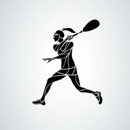 Squash player female creative abstract silhouette vectorのイラスト素材