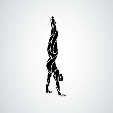 Male gymnast in artistic gymnastics vector silhouetteのイラスト素材