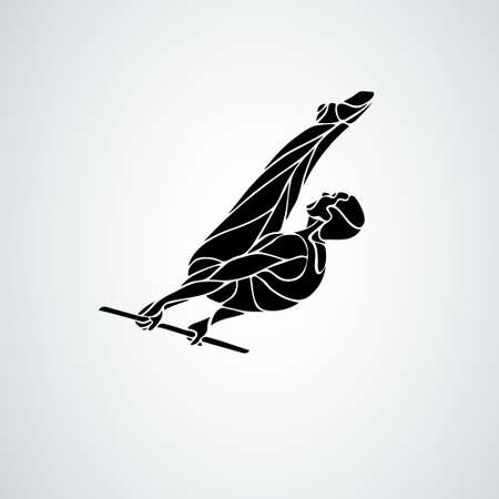 Horizontal bar male gymnast in artistic gymnastics vectorのイラスト素材
