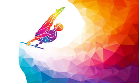 Horizontal bar male gymnast in artistic gymnastics vectorのイラスト素材