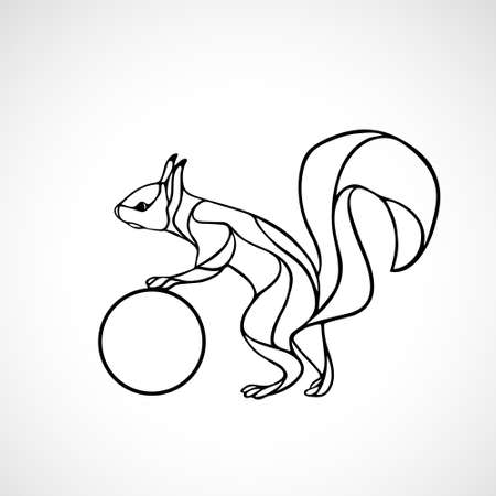 Abstract illustration of squirrel. Outline wavy squirrel vectorのイラスト素材