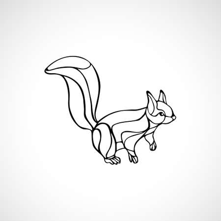 Abstract illustration of squirrel. Outline wavy squirrel vectorのイラスト素材