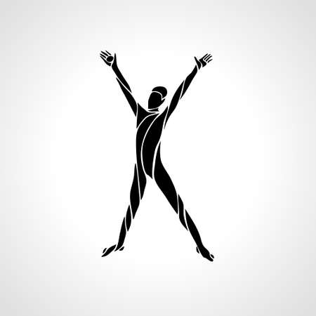 Healthy Life Logo Arm raised man silhouette illustrationのイラスト素材
