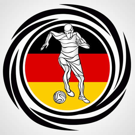 Football player kicks the ball in German flag colors. Soccer - Templateのイラスト素材