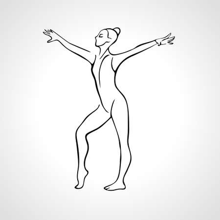 Creative silhouette of gymnastic girl. Art gymnastics dancing woman, vector illustrationのイラスト素材