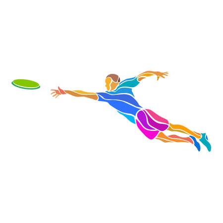 Sportsman throwing flying disc. Ultimate flying disc game.のイラスト素材