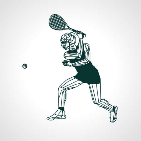 Female Squash Player Polygonal Geometric Vector Illustrationのイラスト素材
