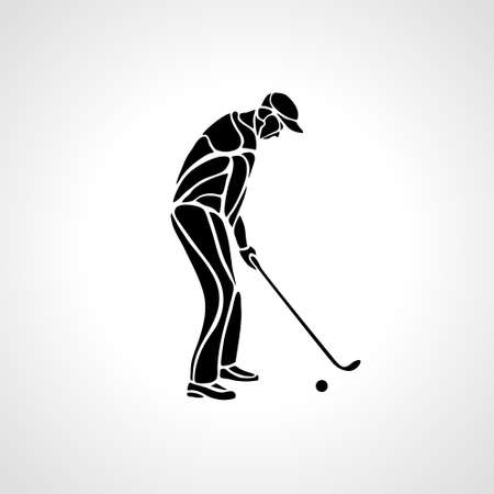 Silhouette of golf player. Golf t-shot illustrationのイラスト素材