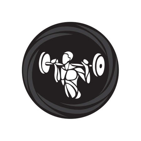 Man lifting weight abstract silhouette. Lifting the rodのイラスト素材