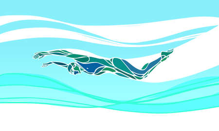 Butterfly Swimmer Color Silhouette. Sport swimming athleteのイラスト素材