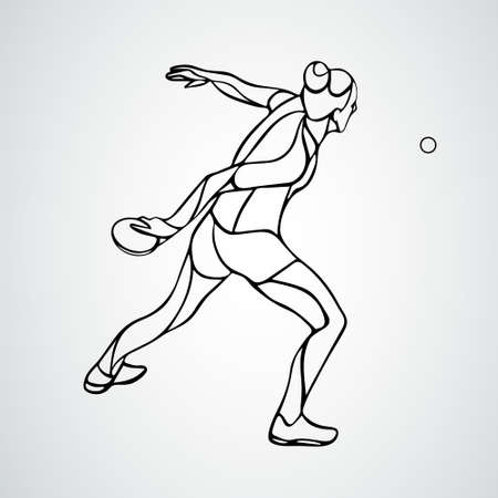 Table Tennis Female Player with Racket Forehand Smashのイラスト素材