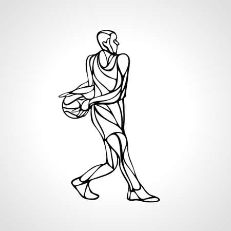 Basketball player outline abstract silhouetteのイラスト素材